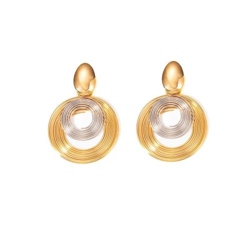 Stainless Steel Drop Earring, 304 Stainless Steel, plated, for woman & two tone & hollow, Sold By Pair