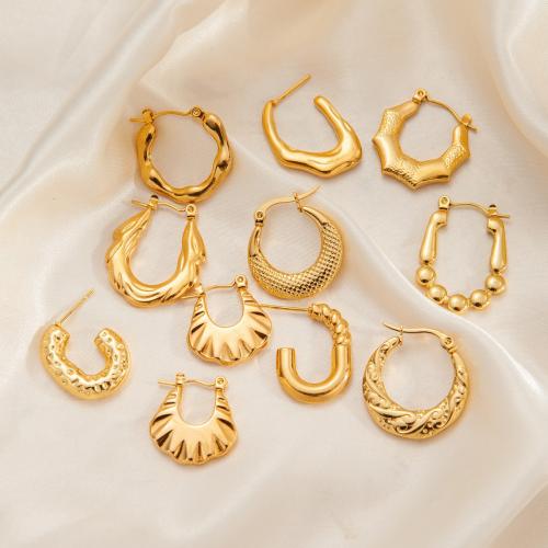 Stainless Steel Lever Back Earring, 304 Stainless Steel, plated, fashion jewelry & different styles for choice & for woman, golden, Sold By Pair