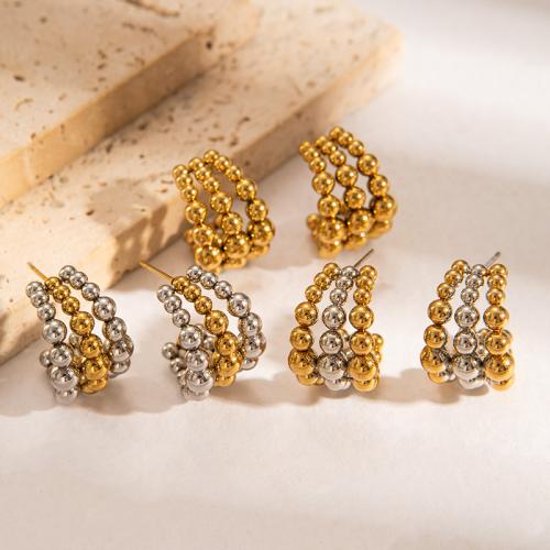 Stainless Steel Stud Earrings, 304 Stainless Steel, plated, fashion jewelry & for woman & hollow, more colors for choice, Sold By Pair