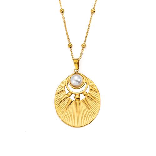 Fashion Stainless Steel Jewelry Sets, 304 Stainless Steel, with Plastic Pearl, plated, different styles for choice & for woman & hollow, golden, Sold By PC