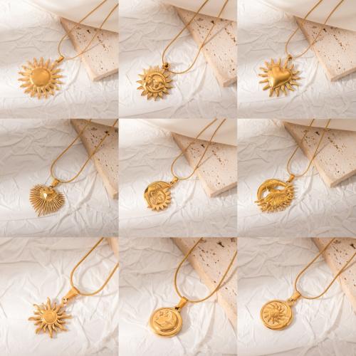 Edelstahl Schmuck Halskette, 304 Edelstahl, plattiert, unisex & verschiedene Stile für Wahl & hohl, goldfarben, verkauft von PC