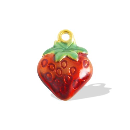 Stainless Steel Pendants, 304 Stainless Steel, Strawberry, plated, DIY & enamel, mixed colors, 10PCs/Bag, Sold By Bag