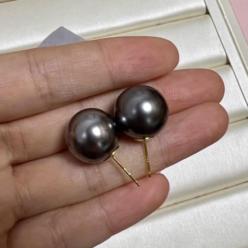 Shell Earrings, Black Shell, with Brass, plated, fashion jewelry, mixed colors, Sold By Pair