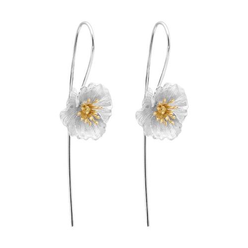 Brass Drop Earring, Flower, plated, fashion jewelry, mixed colors, 15.30x15.40mm, Sold By Pair