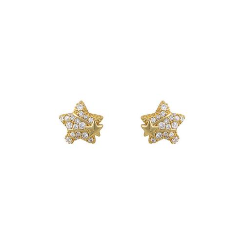 Brass Stud Earring, Star, plated, fashion jewelry & with rhinestone, more colors for choice, nickel, lead & cadmium free, 11.80x3.50mm, Sold By Pair