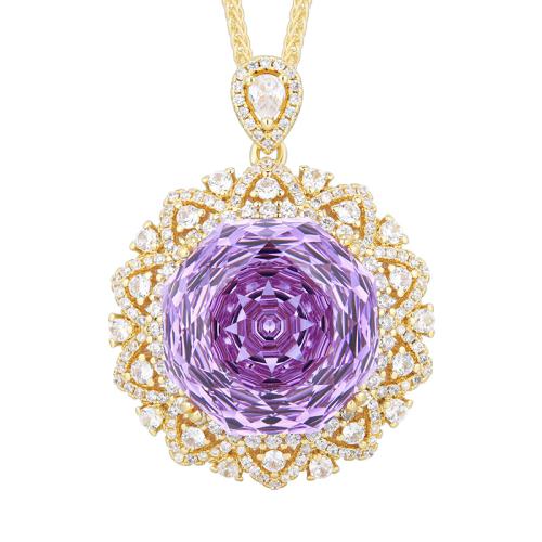 Brass Necklace, with Cubic Zirconia, with 5cm extender chain, gold color plated, fashion jewelry & for woman & with rhinestone, more colors for choice, Length:45 cm, Sold By PC