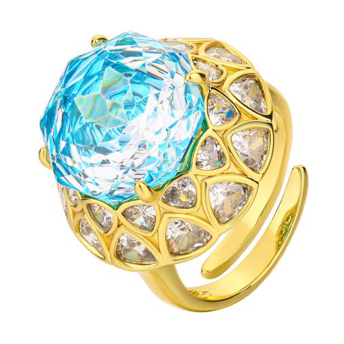 Rhinestone Finger Ring, Brass, with Cubic Zirconia, gold color plated, fashion jewelry & for woman & with rhinestone, more colors for choice, Sold By PC