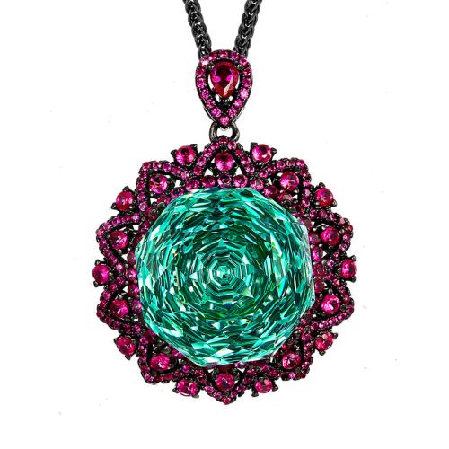 Brass Necklace, with Cubic Zirconia, with 5cm extender chain, gold color plated, fashion jewelry & for woman & with rhinestone, more colors for choice, Length:45 cm, Sold By PC