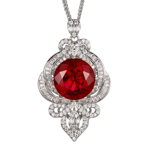 Brass Necklace, with Cubic Zirconia, with 5cm extender chain, plated, fashion jewelry & for woman & with rhinestone & hollow, more colors for choice, Length:45 cm, Sold By PC