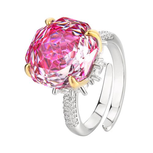 Rhinestone Finger Ring, Brass, with Cubic Zirconia, plated, fashion jewelry & for woman & with rhinestone, more colors for choice, Sold By PC