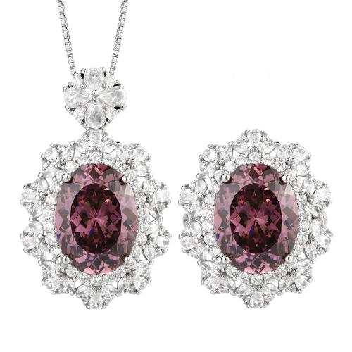 Rhinestone Jewelry Sets, Brass, with Cubic Zirconia, with 5cm extender chain, plated, different styles for choice & for woman & with rhinestone, Length:45 cm, Sold By PC