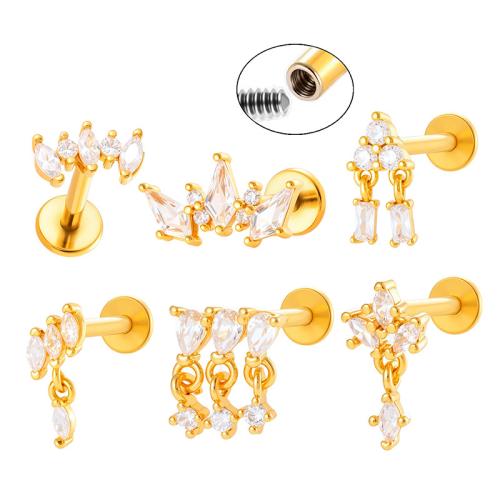 Aleación de titanio Arito, con metal, chapado en color dorado, Joyería & micro arcilla de zirconia cúbica, más colores para la opción, Vendido por UD