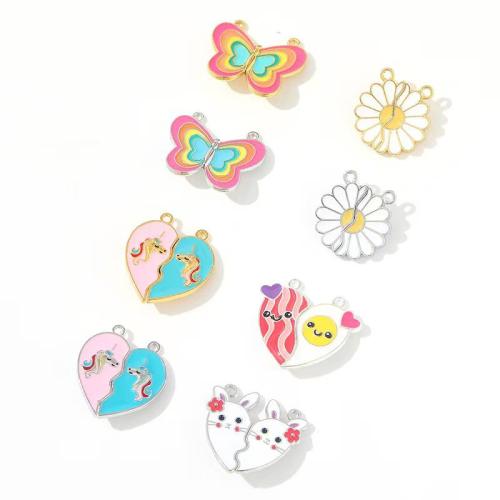 Tibetan Style Enamel Pendants, gold color plated, DIY, more colors for choice, 30x30x5mm, 100Pairs/Bag, Sold By Bag