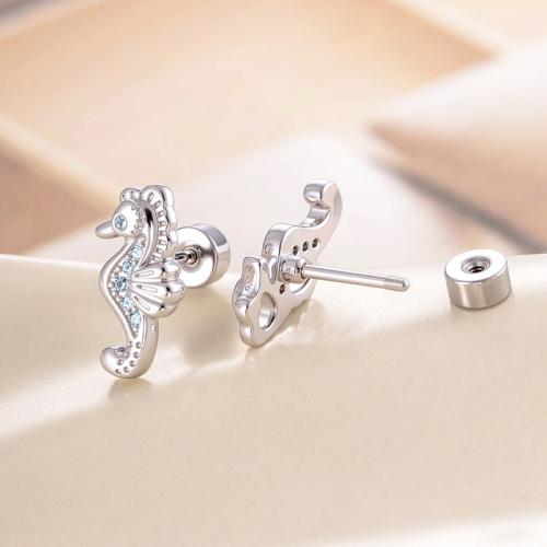 Stainless Steel Ear Piercing Jewelry, Titanium Steel, with Brass, gold color plated, fashion jewelry & micro pave cubic zirconia, more colors for choice, Sold By PC