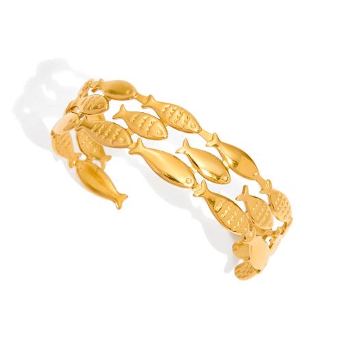 Stainless Steel Bangle, 304 Stainless Steel, plated, different styles for choice & for woman & hollow, golden, Sold By PC