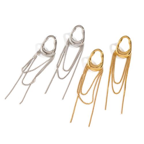Fashion Fringe Earrings, 304 Stainless Steel, plated, fashion jewelry & for woman & hollow, more colors for choice, Sold By Pair