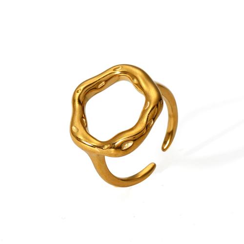 Stainless Steel Finger Ring, 304 Stainless Steel, gold color plated, fashion jewelry & for woman & hollow, Sold By PC