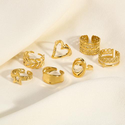 Stainless Steel Finger Ring, 304 Stainless Steel, Vacuum Ion Plating, different styles for choice & for woman & hollow, golden, Sold By PC
