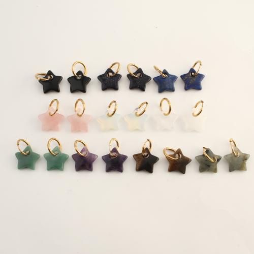 Natural Gemstone Earrings, with 304 Stainless Steel, Star, fashion jewelry & different materials for choice & for woman, 30x23x6mm, Sold By Pair
