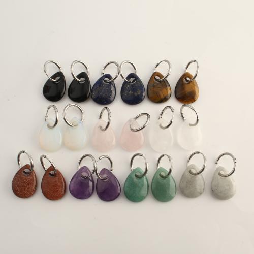 Natural Gemstone Earrings, with 304 Stainless Steel, Teardrop, fashion jewelry & different materials for choice & for woman, 36x18x6mm, Sold By Pair