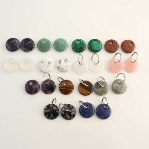 Natural Gemstone Earrings, with 304 Stainless Steel, Round, fashion jewelry & different materials for choice & for woman, 35x23x5.50mm, Sold By Pair