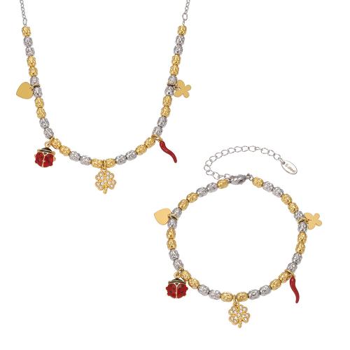 Zirkonia Edelstahl Schmuck Sets, 304 Edelstahl, plattiert, verschiedene Stile für Wahl & Micro pave Zirkonia & für Frau & Emaille, keine, verkauft von PC