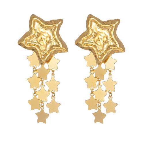 Stainless Steel Drop Earring, 304 Stainless Steel, Star, plated, fashion jewelry & for woman, golden, Sold By Pair