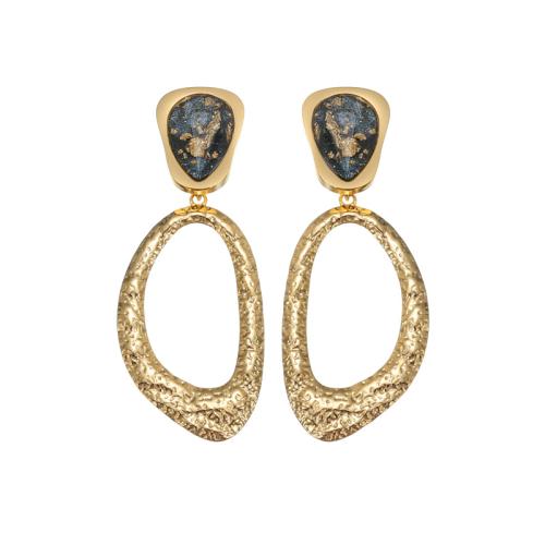 Stainless Steel Drop Earring, 304 Stainless Steel, with Resin, plated, fashion jewelry & for woman & hollow, more colors for choice, Sold By Pair