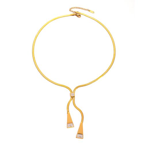 Stainless Steel Jewelry Necklace, 304 Stainless Steel, plated, different styles for choice & for woman & with rhinestone, golden, Sold By PC