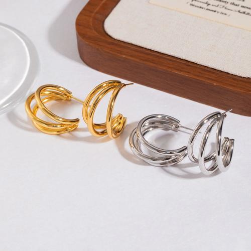 Stainless Steel Stud Earrings, 304 Stainless Steel, plated, fashion jewelry & for woman & hollow, more colors for choice, Sold By Pair