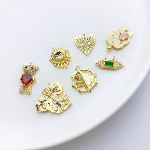 Cubic Zirconia Micro Pave Brass Pendant, gold color plated, DIY & different styles for choice & micro pave cubic zirconia, Sold By PC