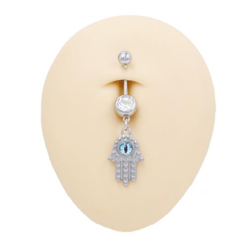 316L Stainless Steel Belly Ring, plated, Unisex & different styles for choice & with rhinestone, Sold By PC