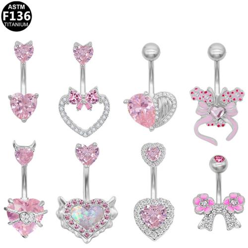 Titanium Alloy Belly Ring, plated, Unisex & different styles for choice & micro pave cubic zirconia, Sold By PC