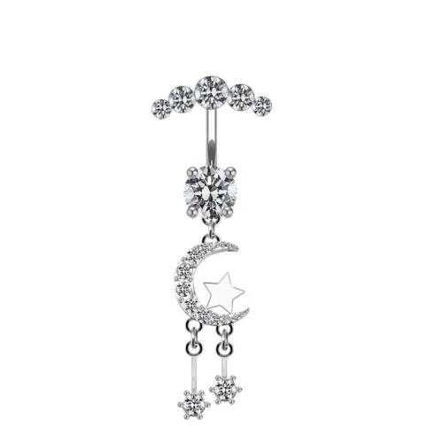 Brass Belly Ring, with 304 Stainless Steel, Unisex & different styles for choice & with cubic zirconia, Sold By PC