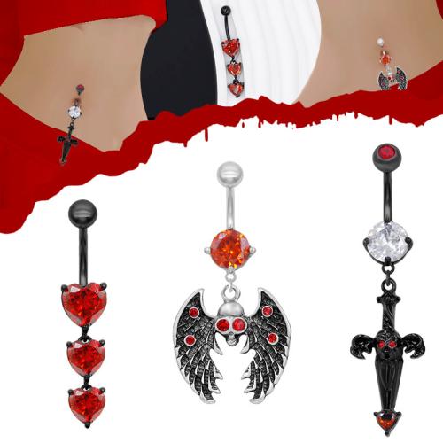 Tibetan Style Belly Ring, plated, Unisex & different styles for choice & micro pave cubic zirconia, Sold By PC