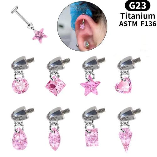 Alliage de titane Piercing boucle d'oreille résultats, DIY & unisexe & styles différents pour le choix & pavé de micro zircon, Vendu par PC