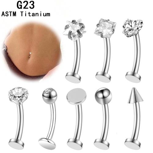 Titanium Alloy Belly Ring, Unisex & different size for choice & different styles for choice & micro pave cubic zirconia, Sold By PC