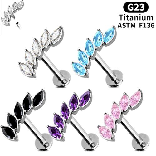 Alliage de titane piercing oreille, avec Alliage de cuivre, oeil de cheval, unisexe & normes différentes pour le choix & pavé de micro zircon, plus de couleurs à choisir, Vendu par PC