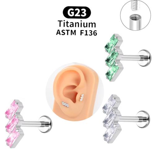 Alliage de titane avec Alliage de cuivre, Motif géométrique, Placage, unisexe & normes différentes pour le choix & pavé de micro zircon, plus de couleurs à choisir, Vendu par PC