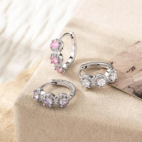 Cubic Zirconia Micro Pave Brass Earring, plated, fashion jewelry & micro pave cubic zirconia, more colors for choice, Sold By PC