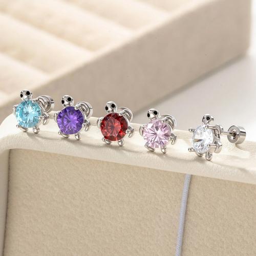 Stainless Steel Ear Piercing Jewelry, Titanium Steel, with Brass, gold color plated, fashion jewelry & micro pave cubic zirconia, more colors for choice, Sold By PC