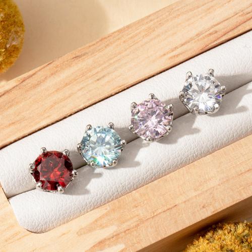Bijoux de piercing d'oreille en acier inoxydable, Acier titane, Placage de couleur d'or, bijoux de mode & pavé de micro zircon, plus de couleurs à choisir, 4x0.80x6mm, Vendu par PC