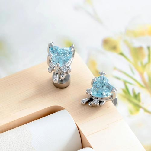 Stainless Steel Ear Piercing Jewelry, Titanium Steel, with Brass, gold color plated, fashion jewelry & micro pave cubic zirconia, more colors for choice, 4x0.80x6mm, Sold By PC