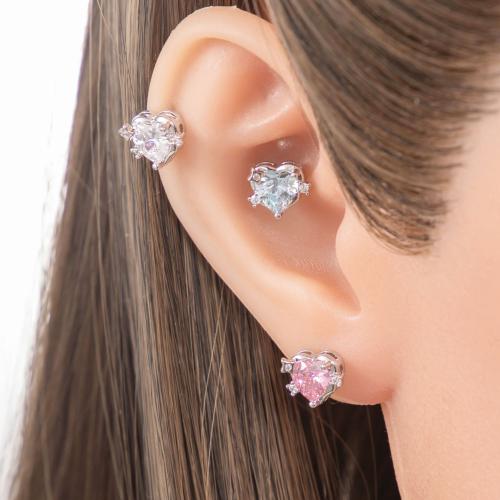 Bijoux de piercing d'oreille en acier inoxydable, Acier titane, avec laiton, Placage de couleur d'or, bijoux de mode & pavé de micro zircon, plus de couleurs à choisir, 4x0.80x6mm, Vendu par PC