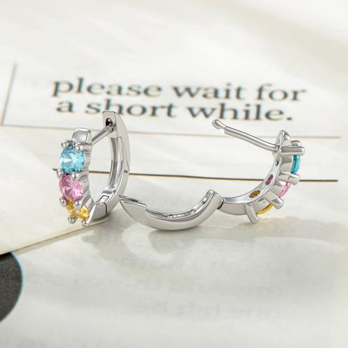 Titanium Alloy Huggie Hoop Earring, gold color plated, fashion jewelry & micro pave cubic zirconia, more colors for choice, Sold By PC