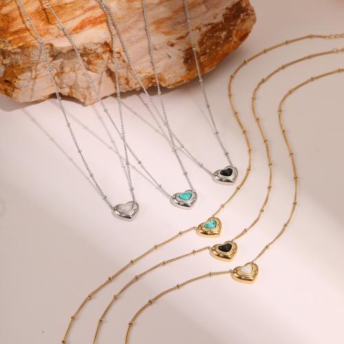 Stainless Steel Jewelry Necklace, 304 Stainless Steel, with Natural Stone, plated, fashion jewelry & different materials for choice & for woman, more colors for choice, Sold By PC