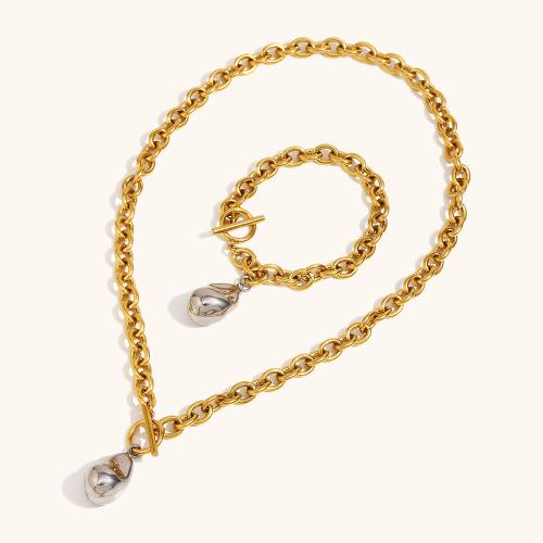 Edelstahl Schmucksets, 304 Edelstahl, plattiert, unisex & verschiedene Stile für Wahl & zweifarbig, verkauft von PC