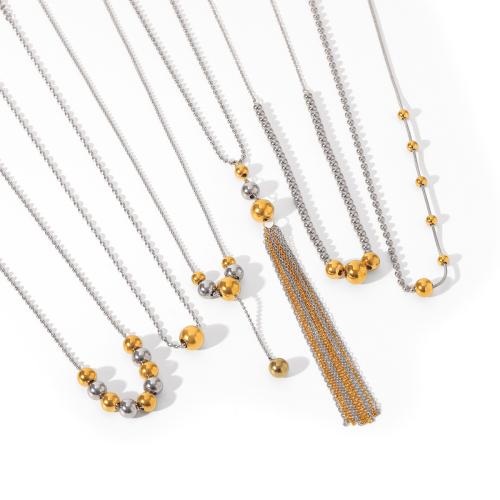 Stainless Steel Jewelry Necklace, 304 Stainless Steel, plated, different styles for choice & for woman & two tone, Sold By PC