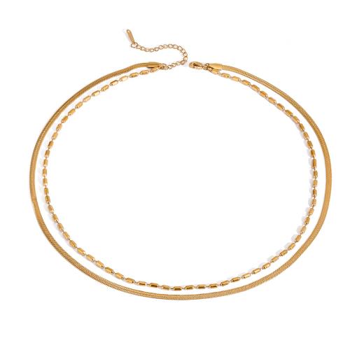 Cadena de Collar, acero inoxidable 304, chapado, Doble capa & Joyería & para mujer, dorado, Vendido por UD
