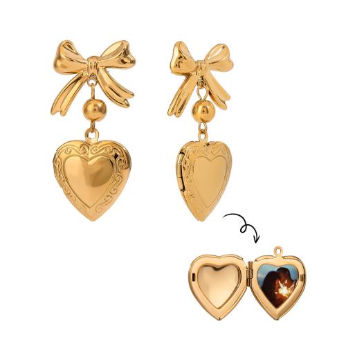 Stainless Steel Drop Earring, 304 Stainless Steel, plated, can open and put into something & fashion jewelry & for woman, golden, Sold By Pair